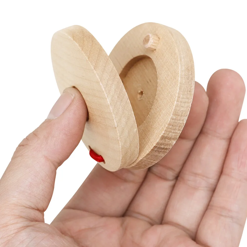 2 Pares de Castañuelas de Madera Pequeñas, Instrumentos Musicales de Percusión, Castañuelas de Ritmo, Recompensas para el Aula