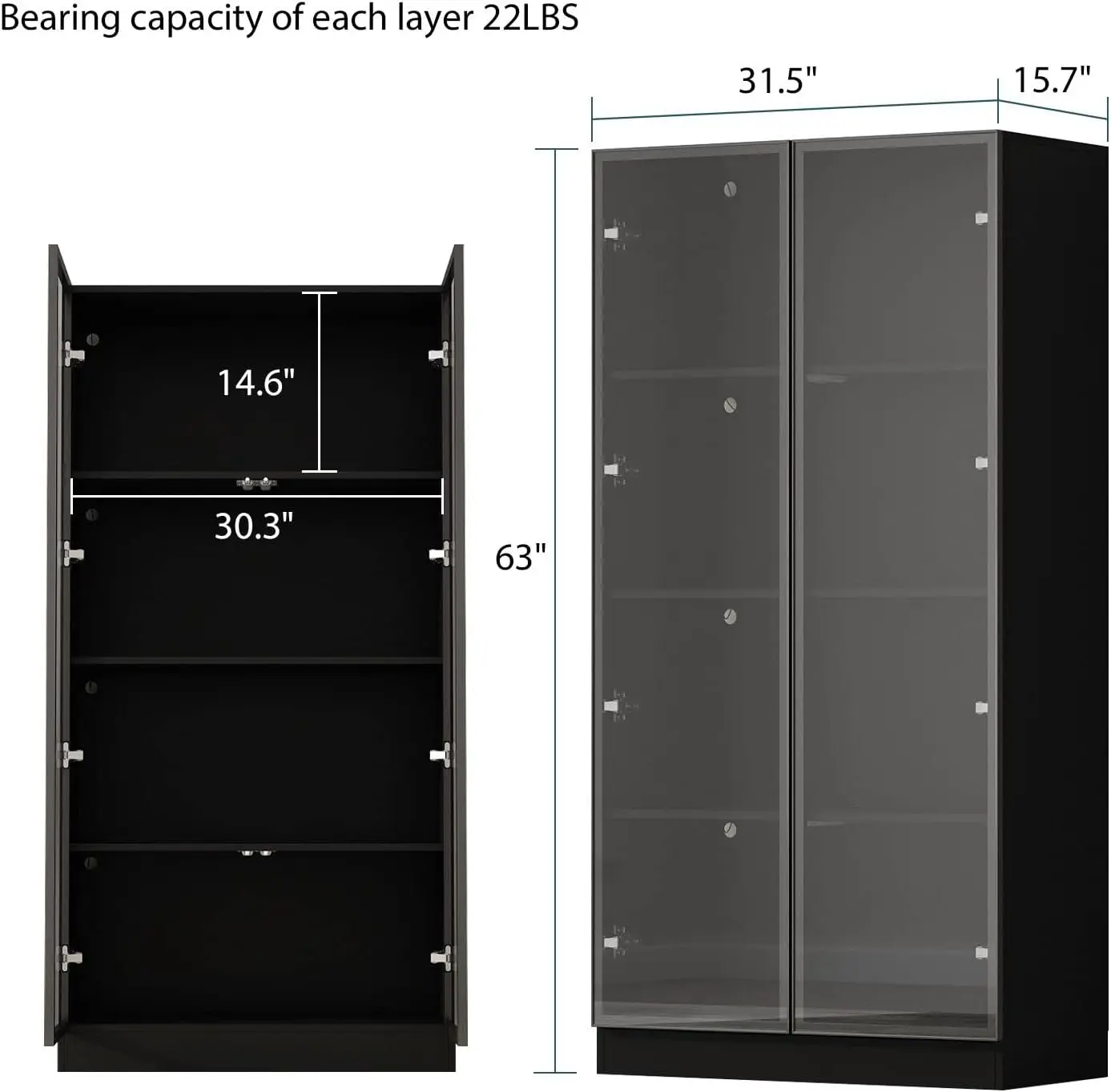 FAMAPY Display Cabinet with Glass Doors and Lights, 4-Tier Storage Shelves, Pop-up Design, Trophy Case Display Cabinet