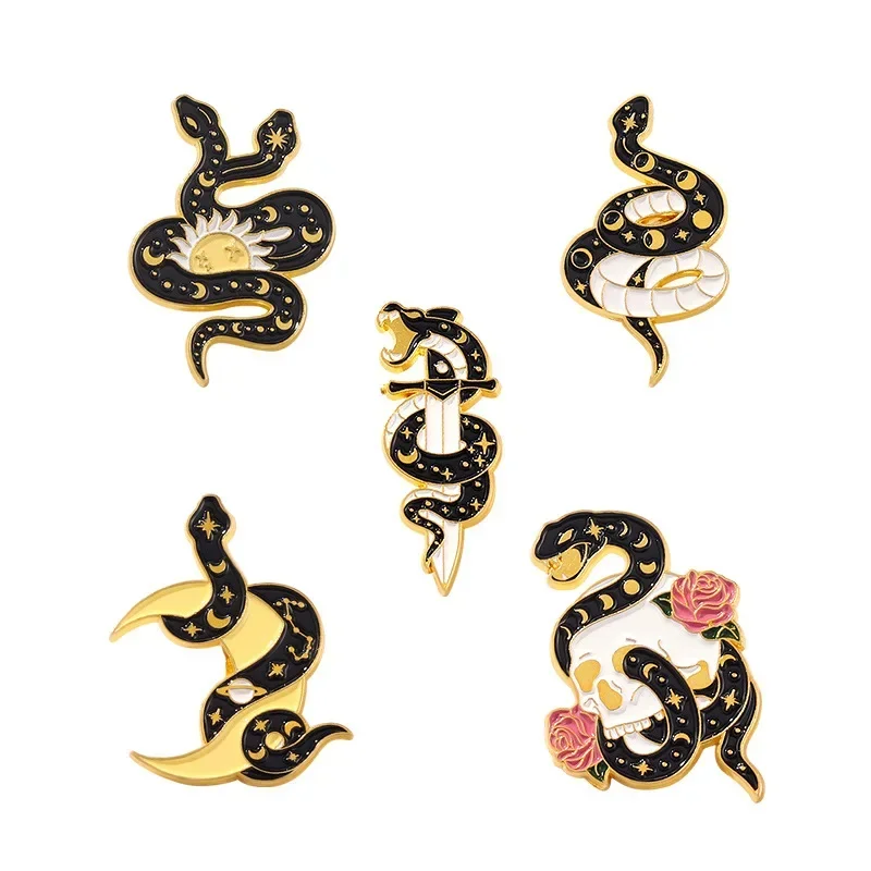 snake serpentine surround Brooch Enamel Lapel Pin High Quality Alloy Badges Action Adventure Game Cosplay Brooches Jewelry Gift - view 5