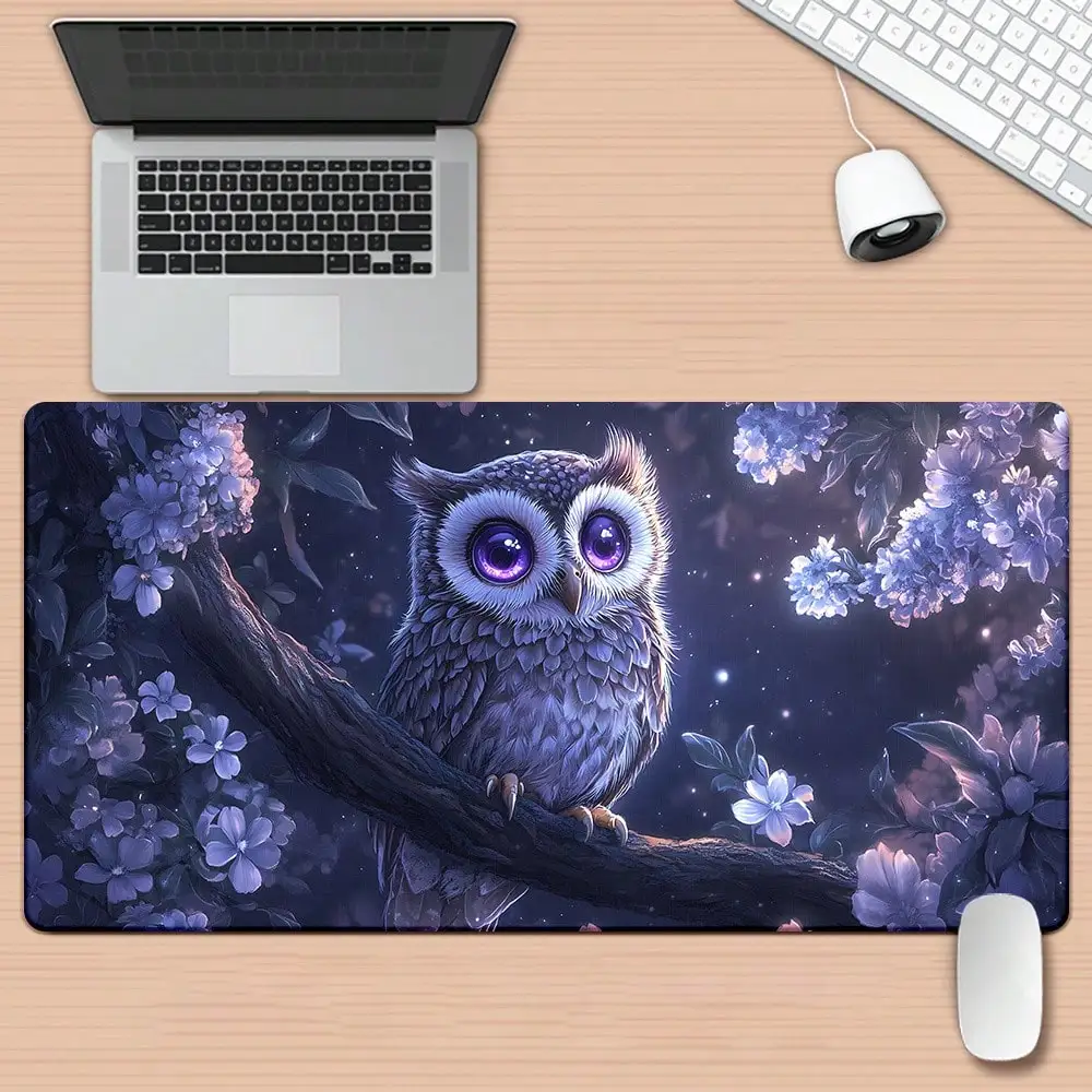 1pc Purple Owl Patterns HD Printed Pad For Desk, Multi Functional XXL Mousepad, Keyboard Gaming Mouse Mats, Office Computer PC Gamer Desk Mat. Gifts For Family