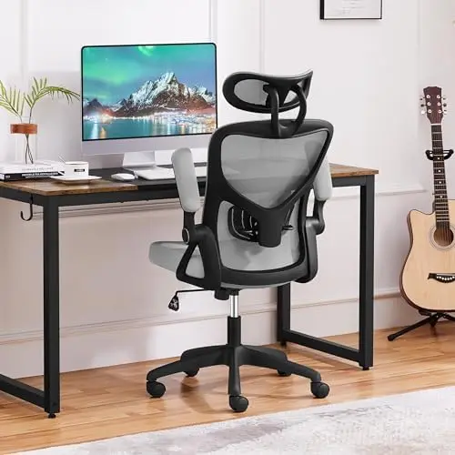 

JOMA Office Chair Desk Chair Mesh Computer Chair with Adjustable Headrest and Lumbar Support, Swivel Task Chair with Flip-up Arm