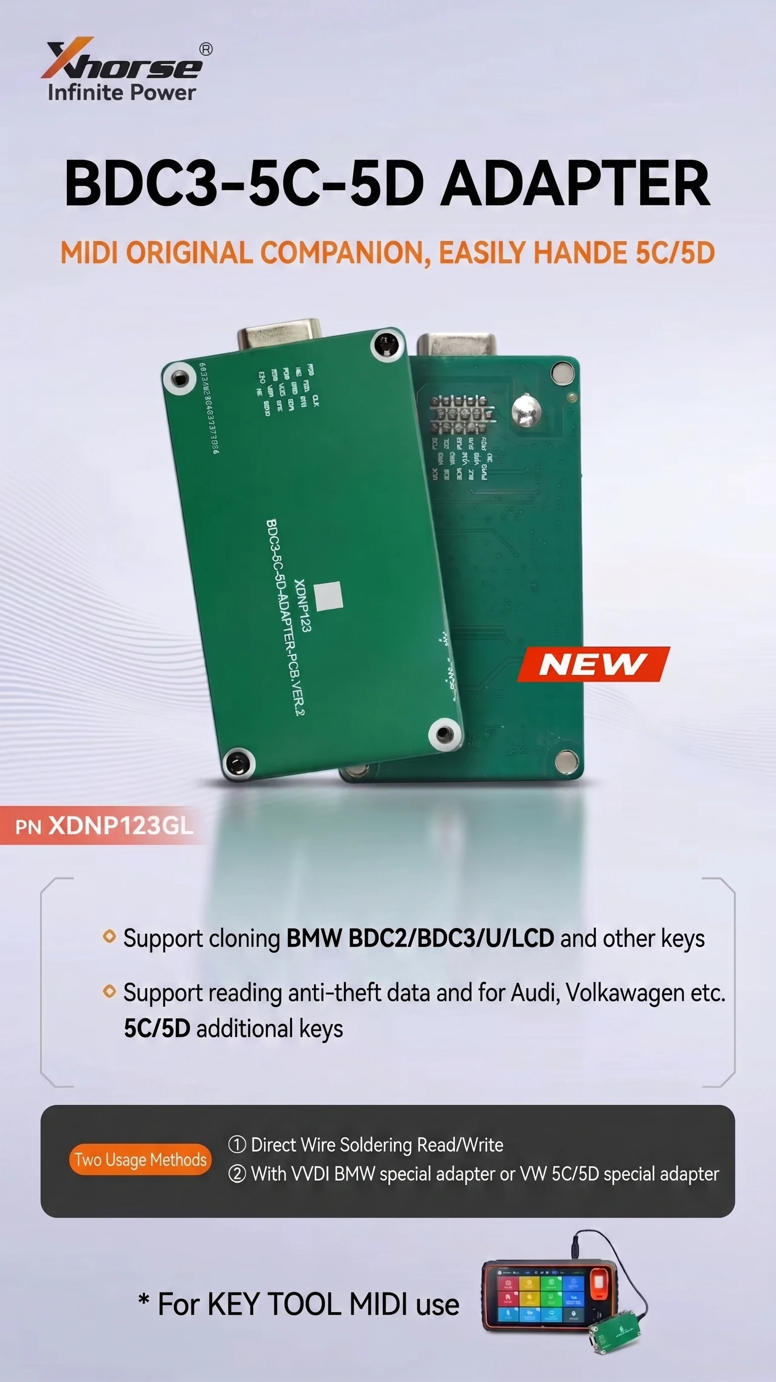 XDNPBDGL XDNPBDGL XDNP123GL IMMO Adapter BDC2 BDC3 5C 5D Daten Lese schlüssel Klonen Für Multi PROG Key Tool Serie – Detail 3