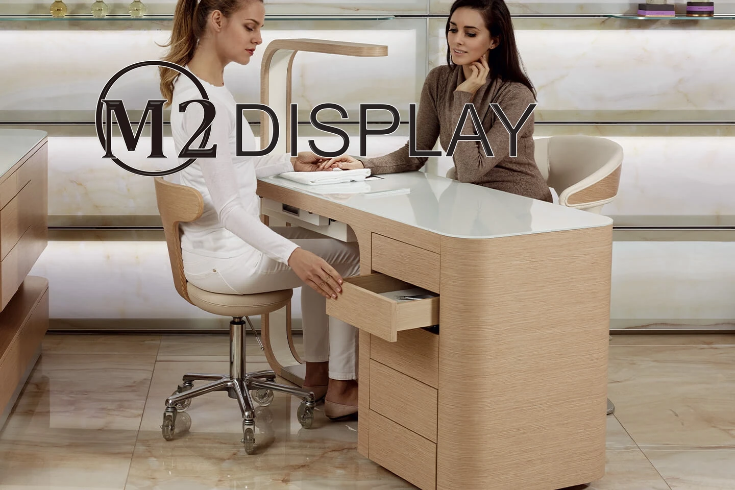 M2 Nail Spa Modern Luxury Marble Custom  Manicure Table Nail Table Manicure Store Design Nail Shop Design With Dust Collector