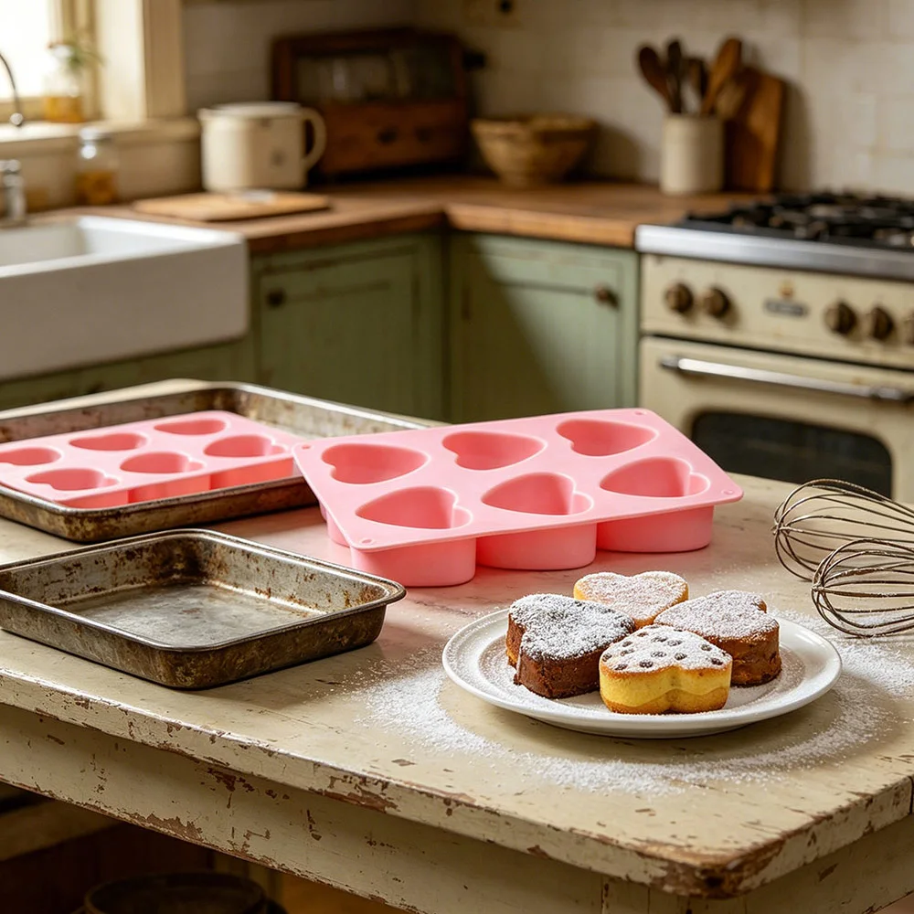 Heart Silicone Molds Valentine's Day for Baking Cake Chocolate Love Shaped Jello Mould,6Cavity Soap Craft Handmade Gift Pan