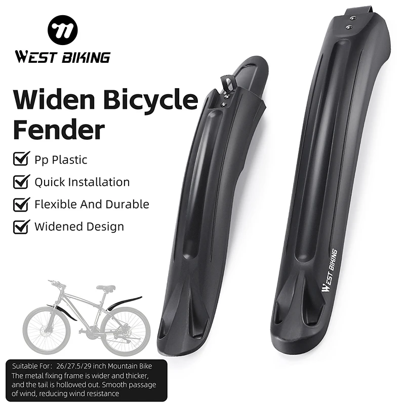 

WEST BIKING Mountain Bicycle Fender Widen Bike Front Rear Mudguard For 26/27.5/29 MTB Durable Cycling Protector Bike Accessories