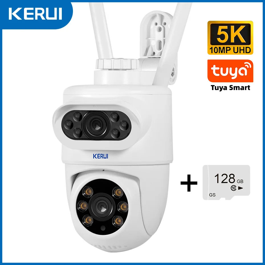 KERUI Outdoor 10MP 5K HD Dual Lens WiFi IP Camera PTZ Draadloze Home Security CCTV Videobewaking Bewegingsdetectie Gebruik Tuya
