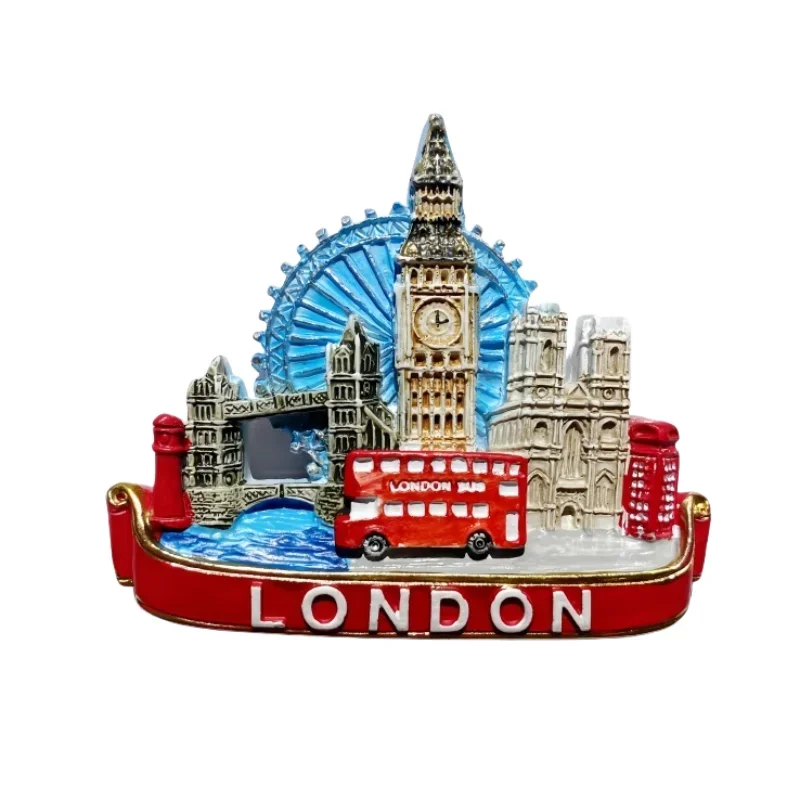Londres royaume-uni, commémoration du tourisme, peinture 3D, monuments de ville, artisanat, réfrigérateur magnétique, jouets décoratifs