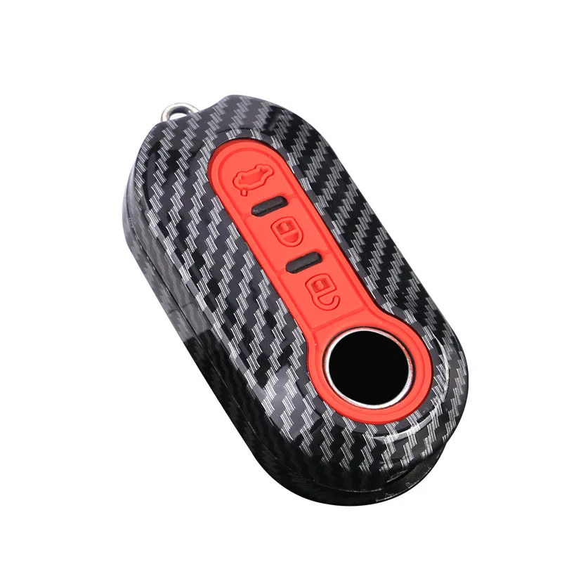 Glossy Carbon Fiber ABS Key Fob Case Cover for Fiat 500 Panda Punto Bravo Key Shell Protect Accessories