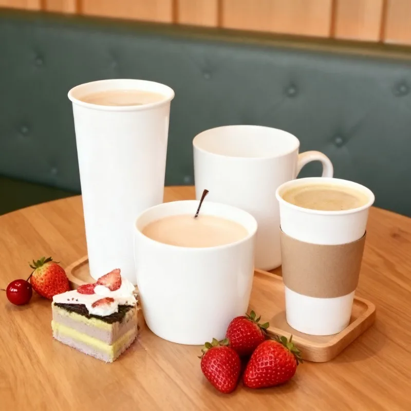 20/40 SZTUK BIAŁE KUBKI PAPIERNICZE 473 ML (16 OZ) JEDNORAZOWE KUBKI PAPIERNICZE NA SŁODYCZE, PRZENOŚNE POJEMNIKI NA KAWĘ, MLEKO, IDEALNE DO KUCHEN I NA IMPREZY