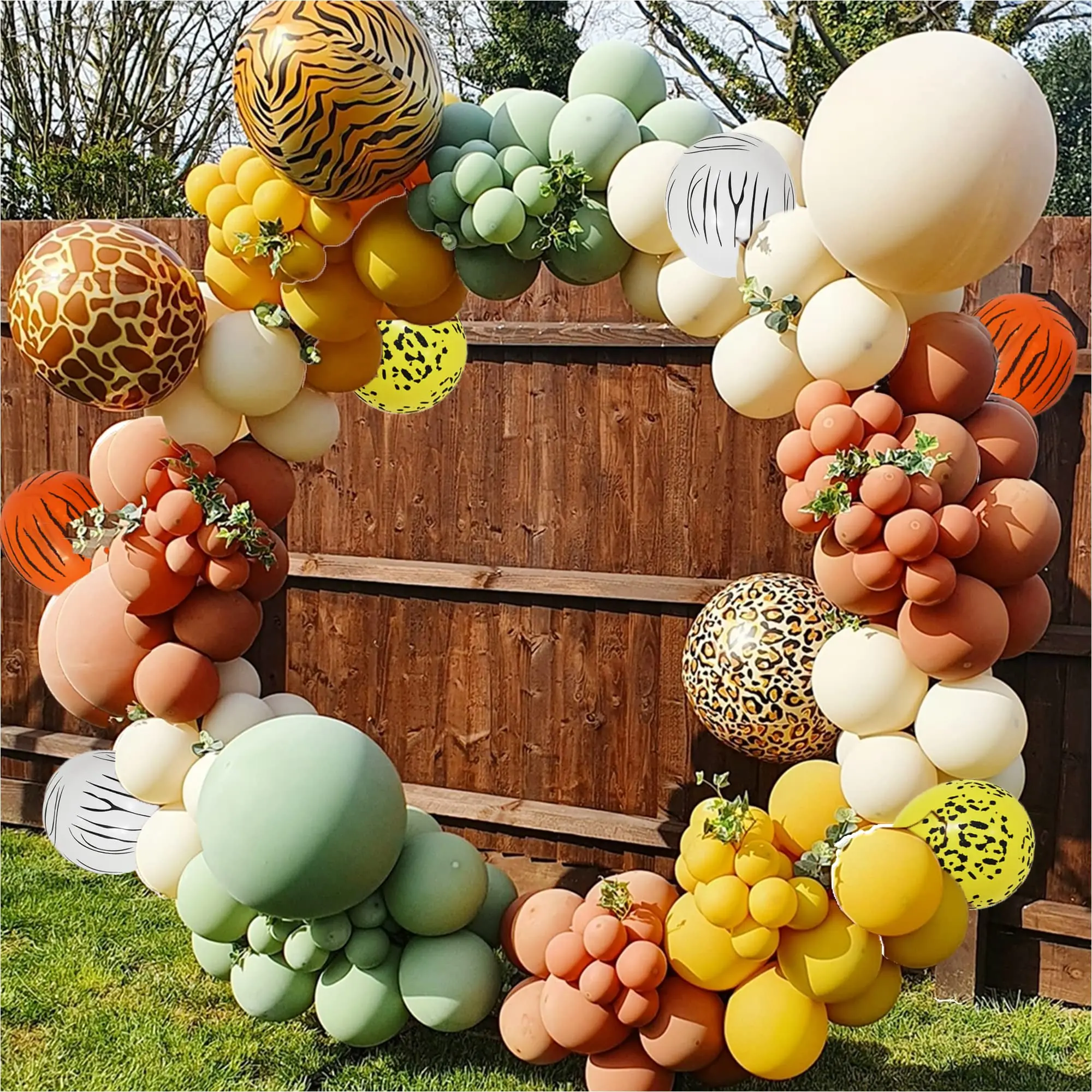 1 Set Jungle Themed Green Wreath Arch Kit Gold Balloons 4D Chrome Foil Ball Party Decorations Wedding Boys Birthday Baby Shower