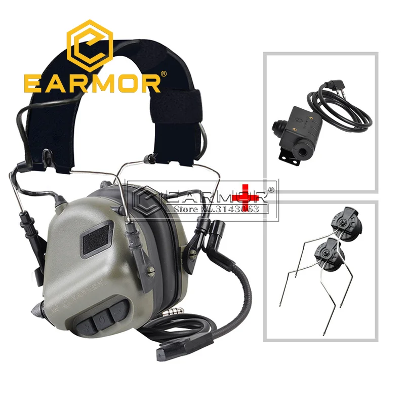 

EARMOR M32 MOD4 Tactical Headset & M51 PTT & ARC Rail Adapter Sets for Shooting Noise Clearance Aviation Communication