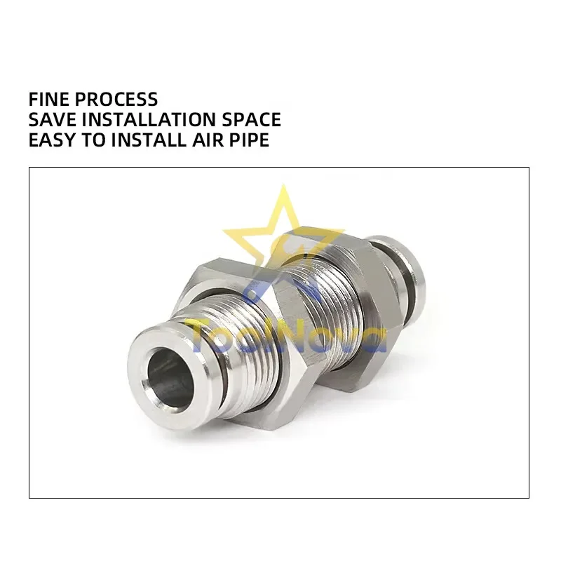 2026*Hotsale* Pneumatic Connection 304 Stainless Steel Bulkhead Union Through Butt Plate Air Tube Quick Connector Pm4 Pm6 Pm8