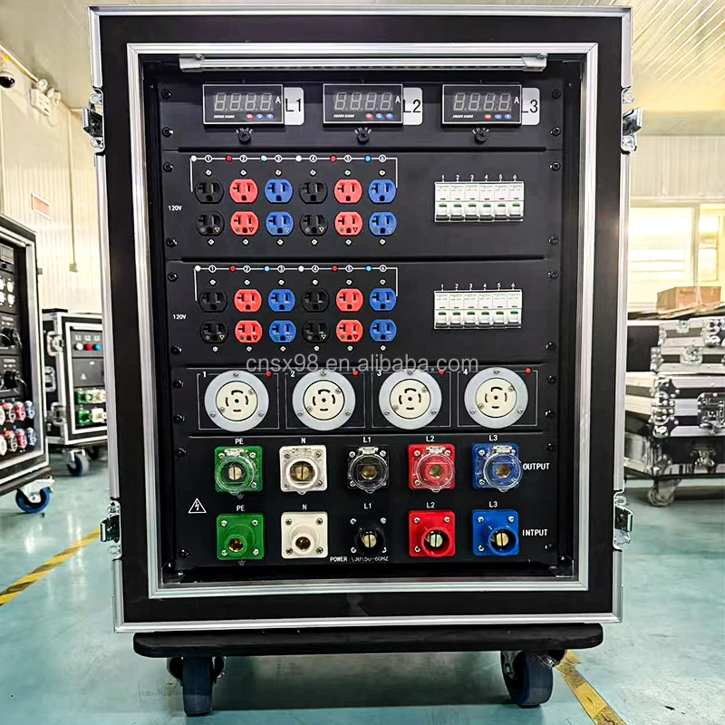 

Power Distro 14U 34 Way 3 Phase Power Distribution Equipment 400Amp Stage Power Distribution Box
