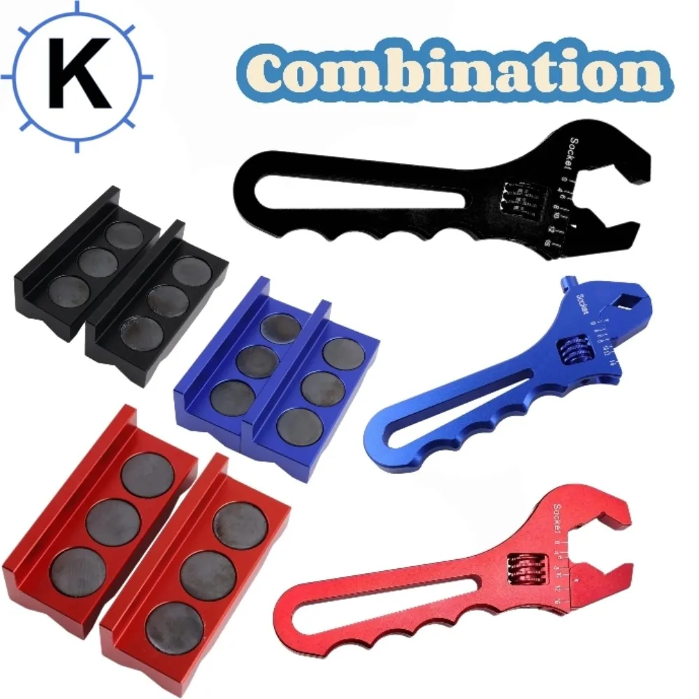 Aluminum Fuel Line Wrench Set - Adjustable Spanner with Vise Jaw Inserts for AN Fittings & Hose Ends