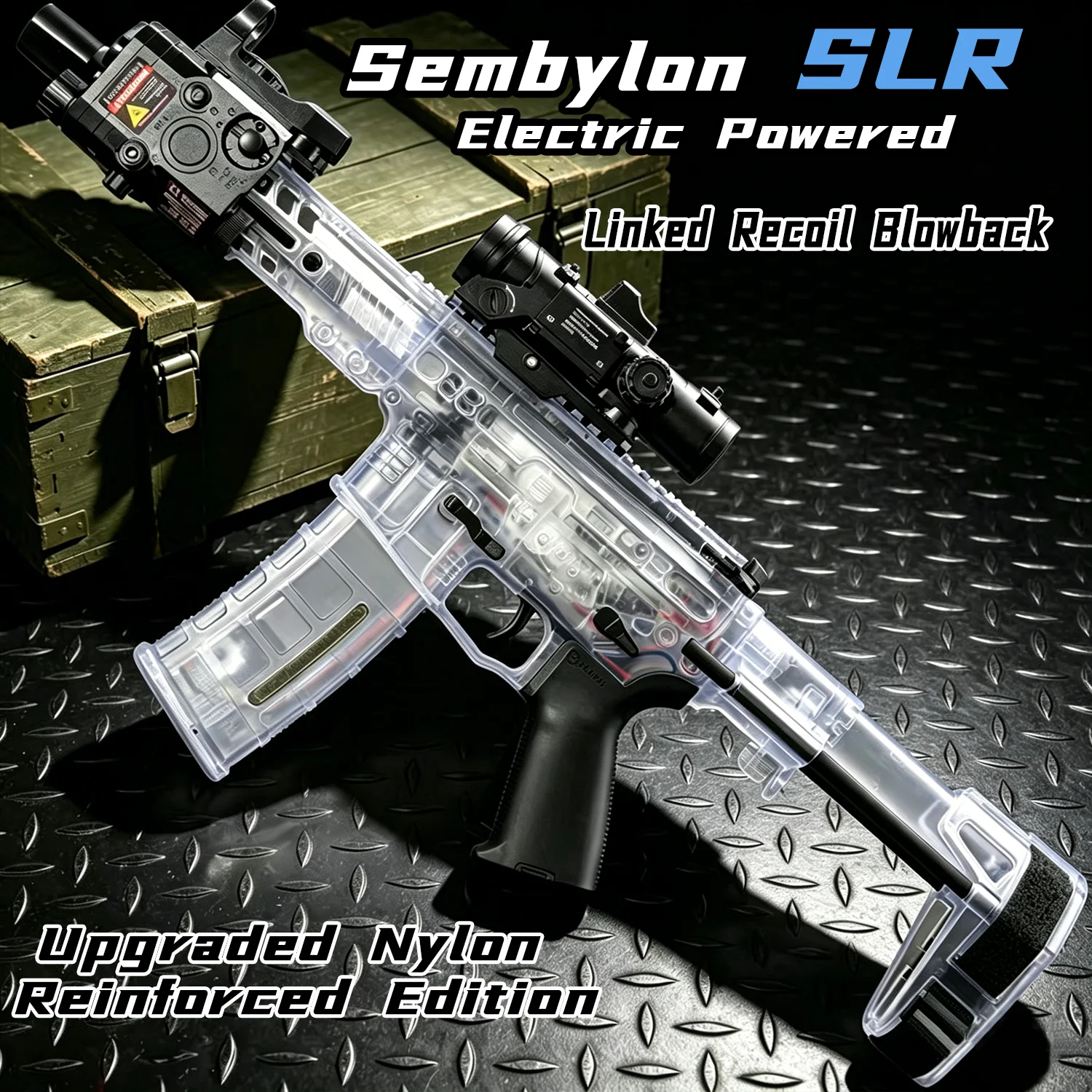 SLR Nylon Electric Gel Ball Blasting Toy Gun, Automatic Splash Ball Blaster, Suitable for Outdoor Shooting Games [No Bullets]