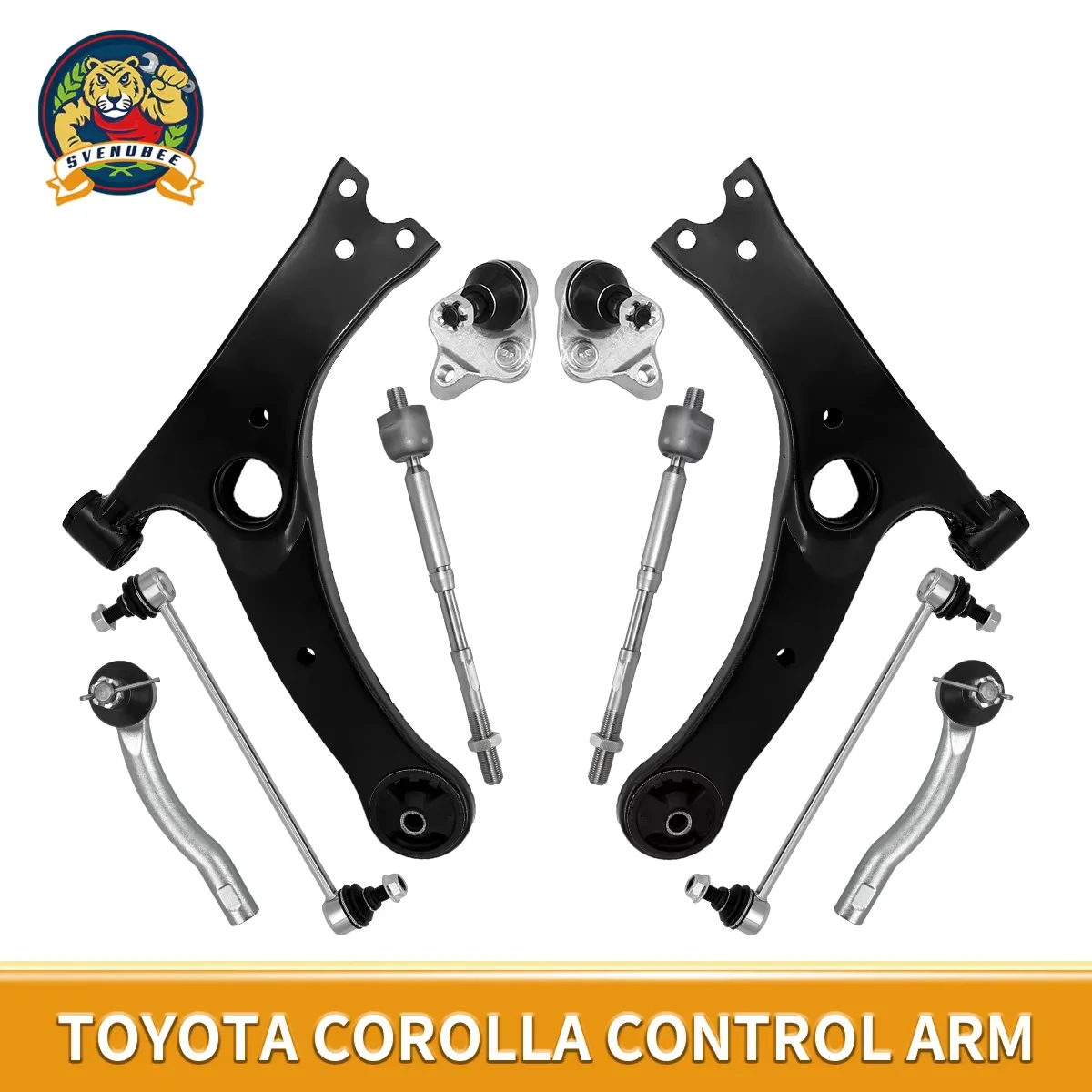 

Svenubee Front Lower Control Arms Ball Joints Sway Bar Link Tie Rod 10Pcs Kits for Toyota Corolla 2003 2004 2005 2006 2007 2008