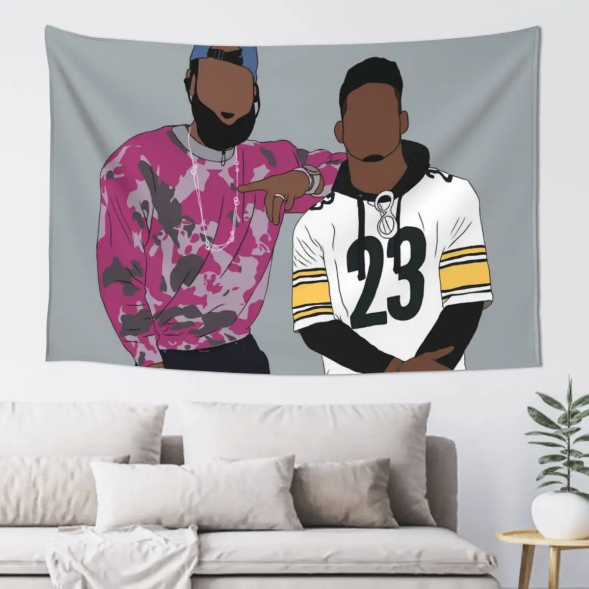 LeBron And JuJu Tapestry Wall Hanging Decoration Aesthetic Tapestry