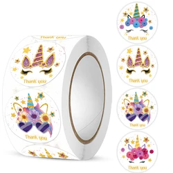 100-500pcs Round Cartoon Animal Unicorn Stickers Thank You Stickers Teachers Reward Handmade Sealing Stickers