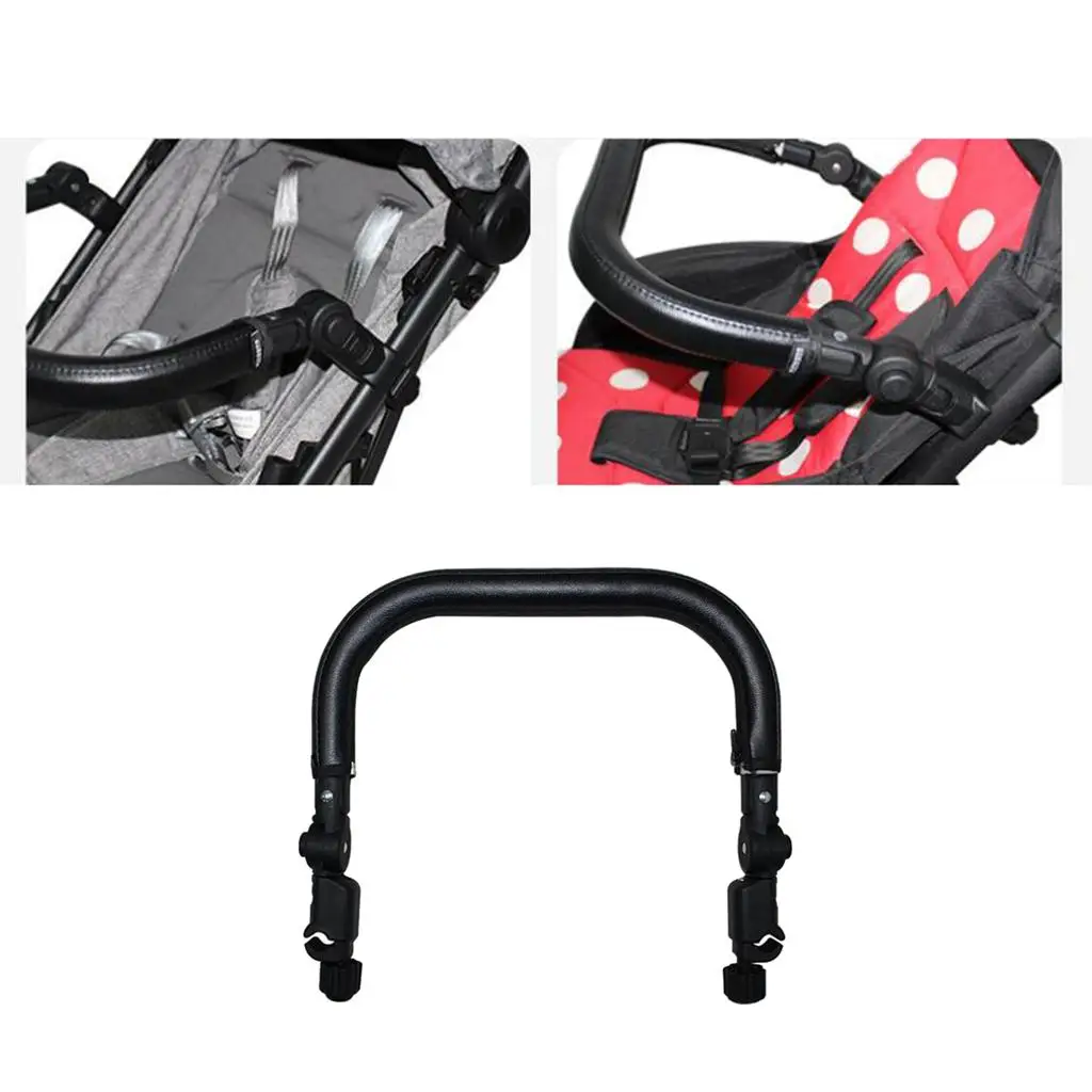 Baby Stroller Bumper Bar Handle Adjustable Angle Armrest PU Leather Protective Bar for Strollers Accessories