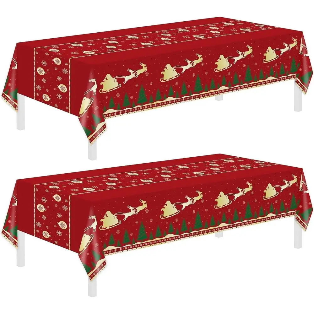 

Pack of 2 Red Reindeer Disposable Plastic Tablecloths, 54x108, Ideal for Christmas, Home, Outdoor, Picnic, and Birthday Celebrat