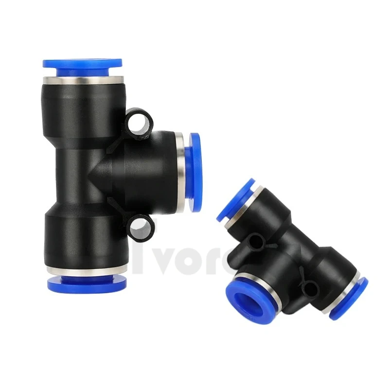 5PCS 4/6/8/10/12/14/16mm PE Union Tee Air Pneumatic Quick Lock Releasing Fitting 3 Way Plastic Connector For PU Nylon Tube Hose
