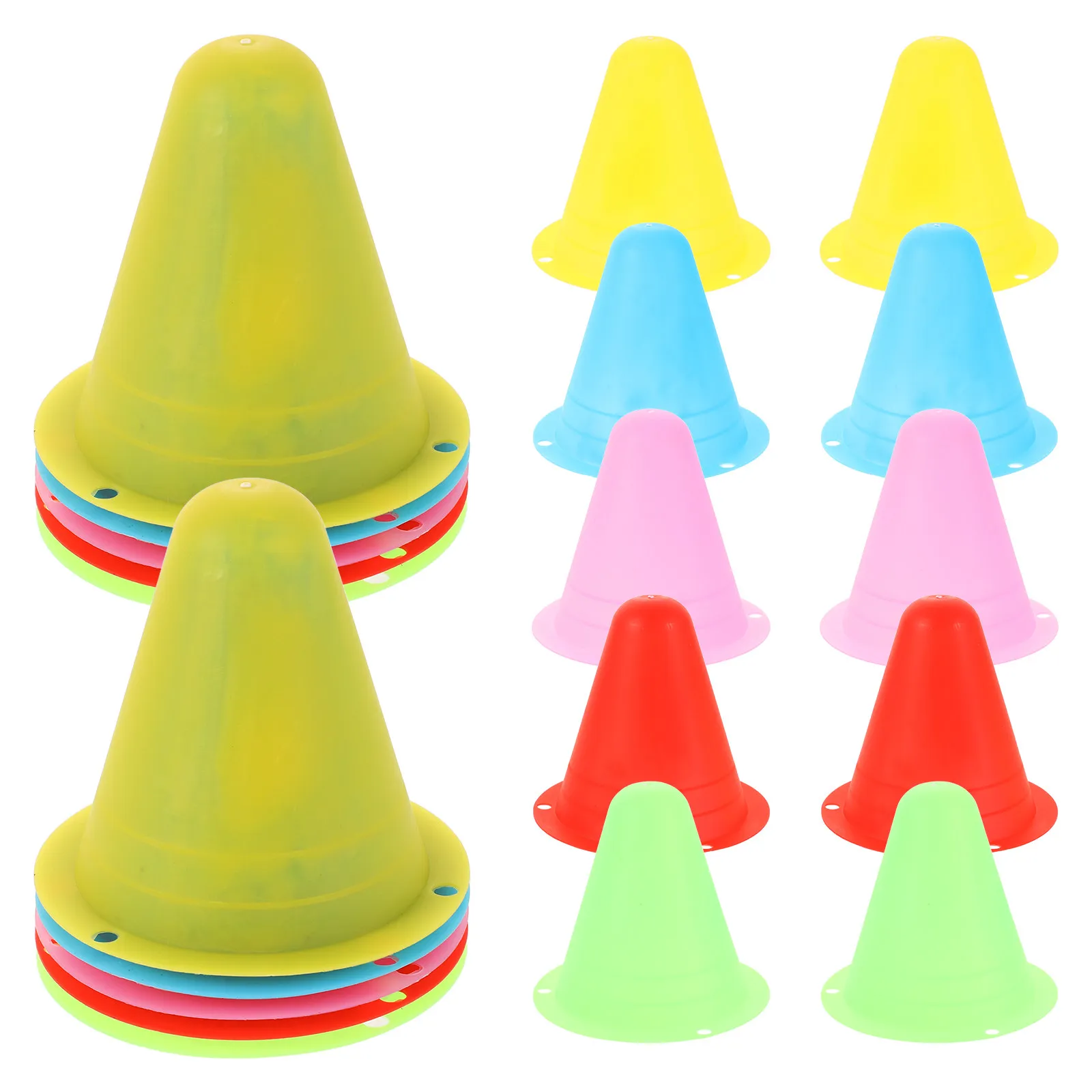 20Pcs Skating Training Cones Soft Colorful Plastic for Roller Skating Football Practice Obstacle Course Cones Traffic