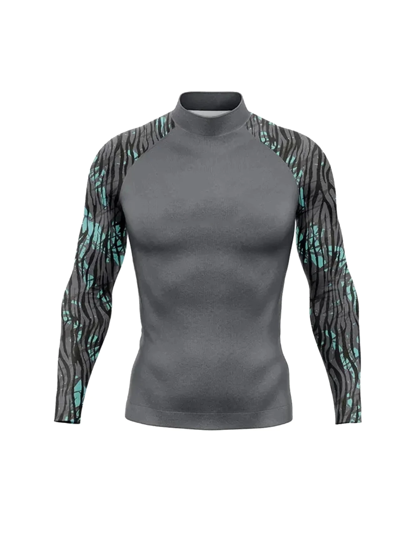 Camisa de surf de manga larga con cuello alto para hombre, transpirable, de secado rápido y ligera, para natación