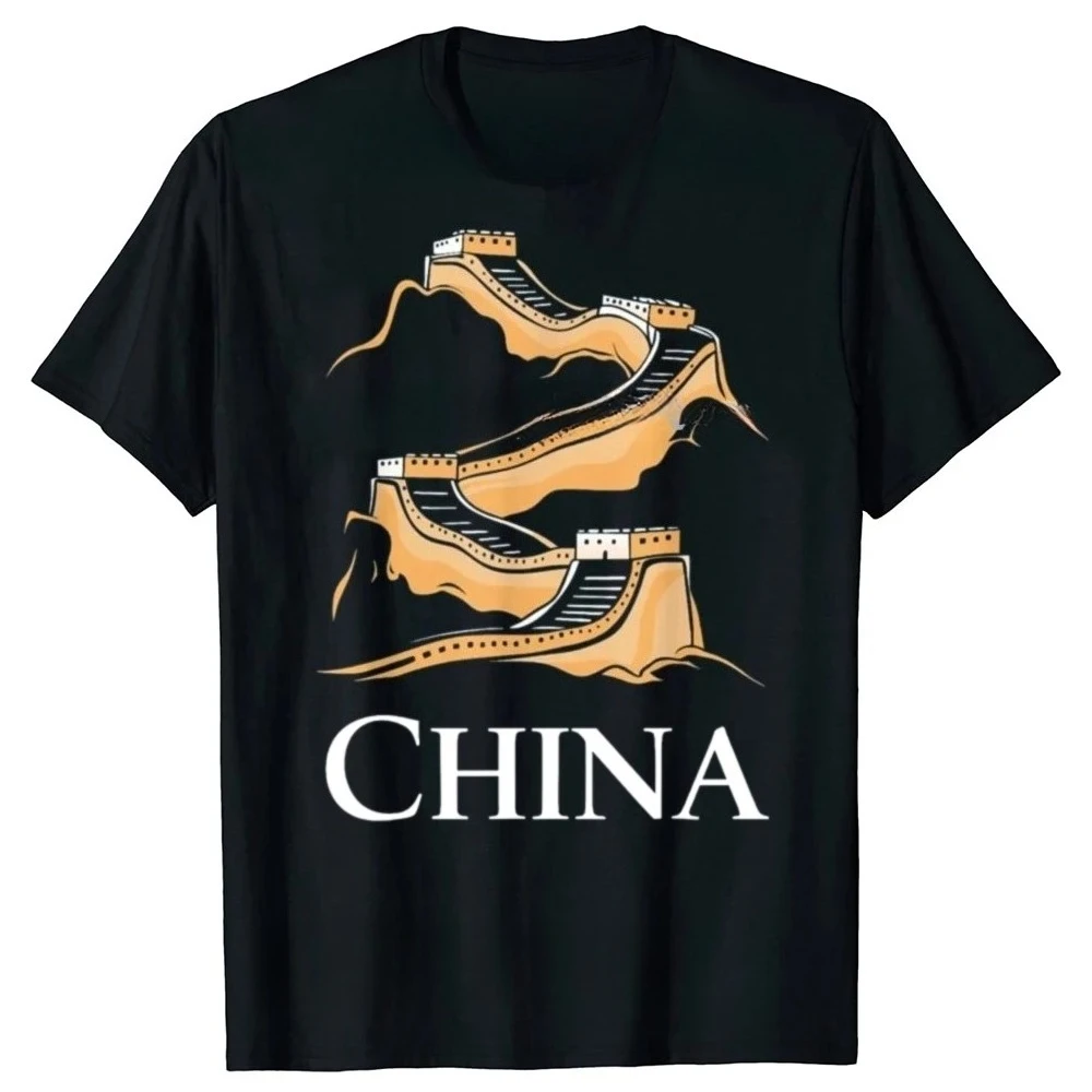 Funny The Great Wall of China Streetwear Tee Shirt Short Sleeve Women Clothing Typical Chinese Vacation Souvenir T-Shirt Y2K Top