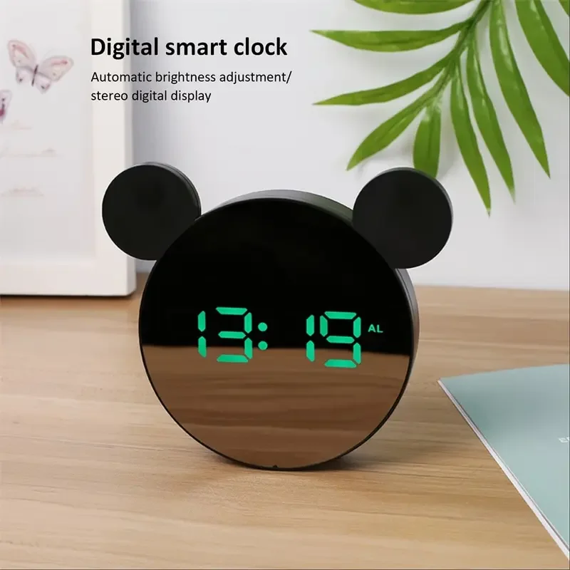 1 Set Mini Mouse Electronic Gift Clock Bedside Decoration Shipped with USB Charging Cable Snooze Digital Alarm Clock LED Clock