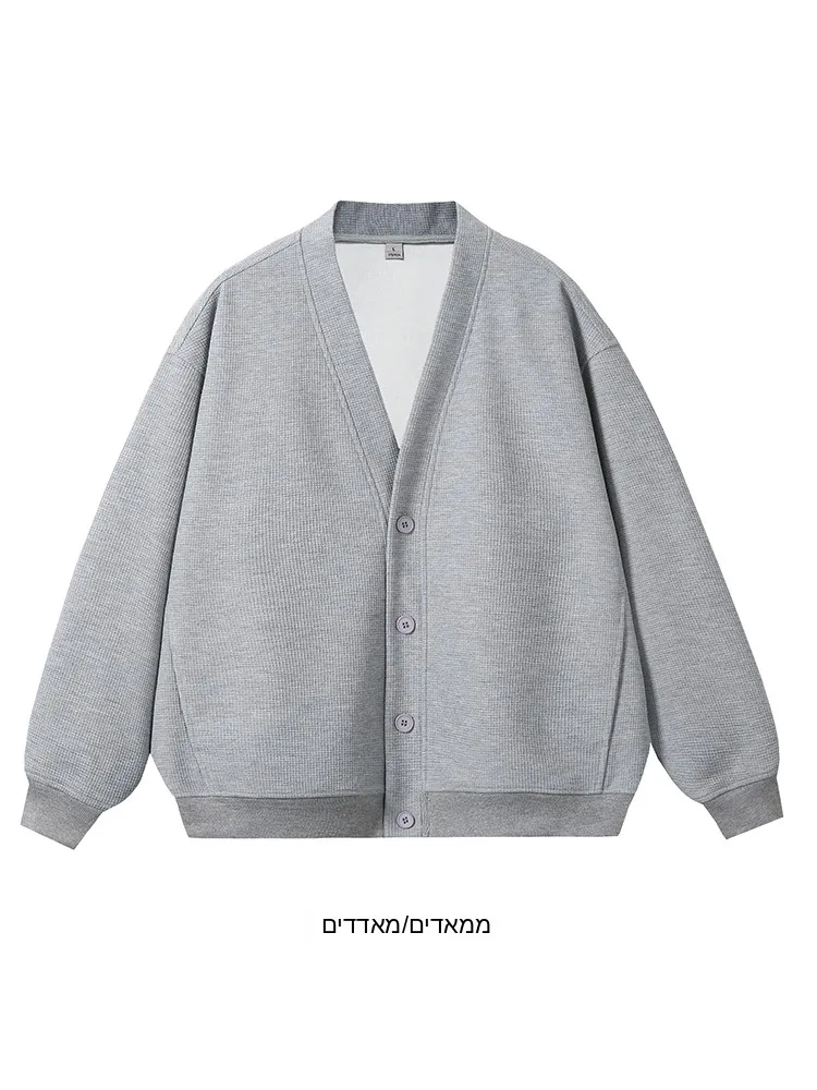 

from Oversized V-Neck Open Cardigan Couple's Lazy Style Loose Casual Outerwear Pure Color Leisure Knitted Sweater