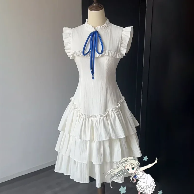 Trajes casuales lindos con volantes vestido de mujer adulta Lolita Anime Anohana: la flor que vueltos ese día disfraz de Cosplay de Honma Meiko Menma