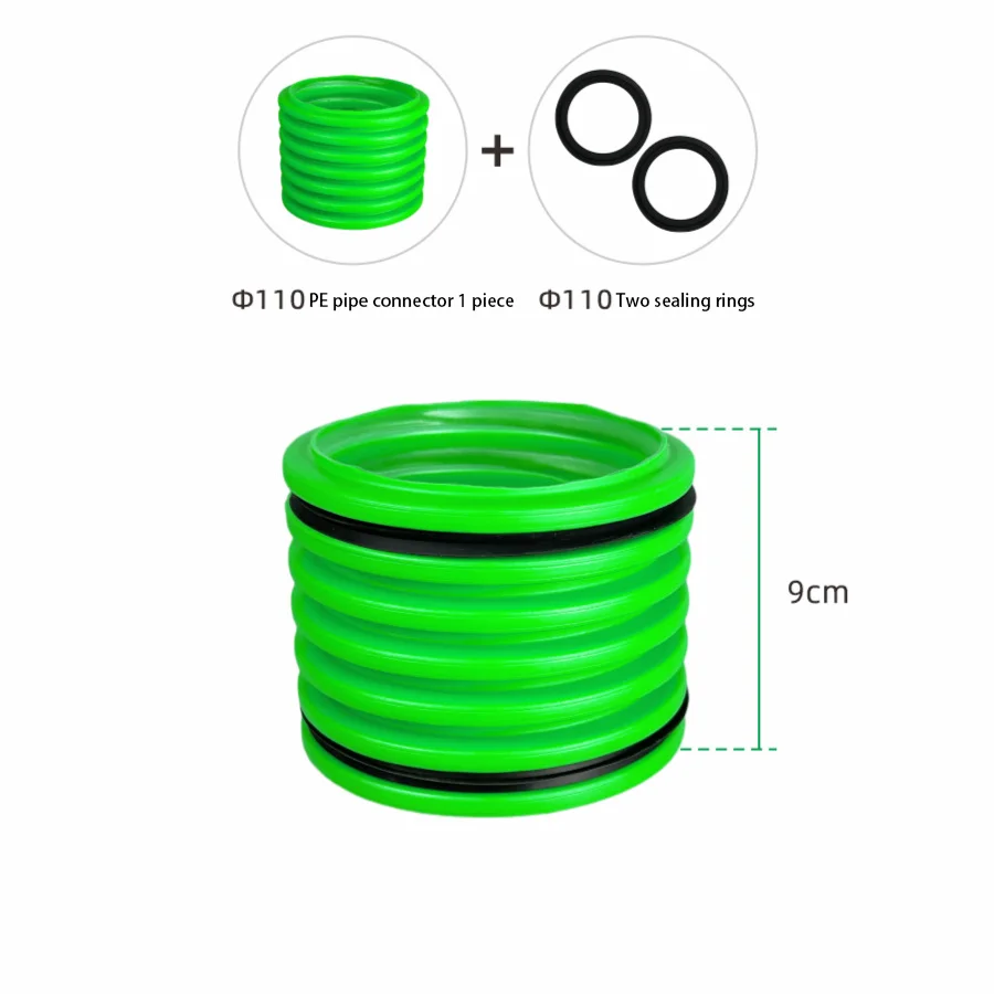 PE Air Duct Connector Set with For Dual Sealing Rings for Thermal Expansion Compensation in HVAC Installations
