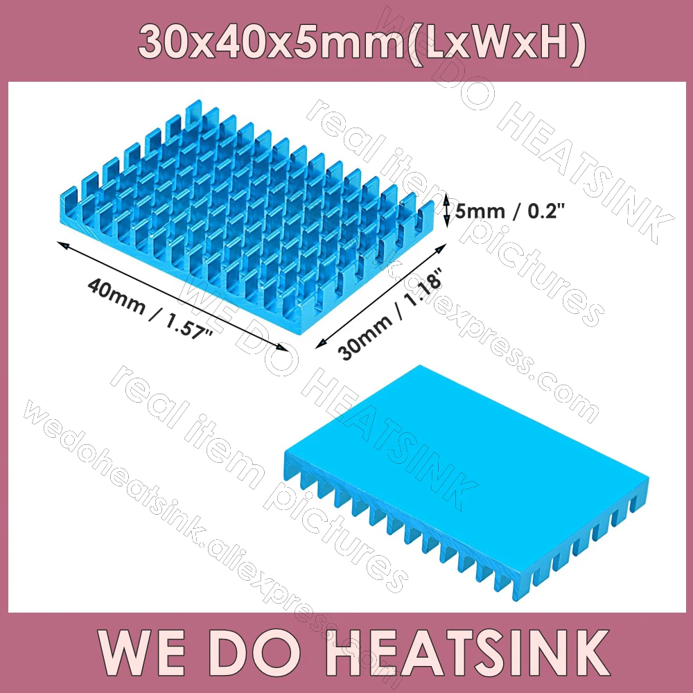 Aluminum Heatsink 30x40x5mm / 1.18x1.57x0.2\