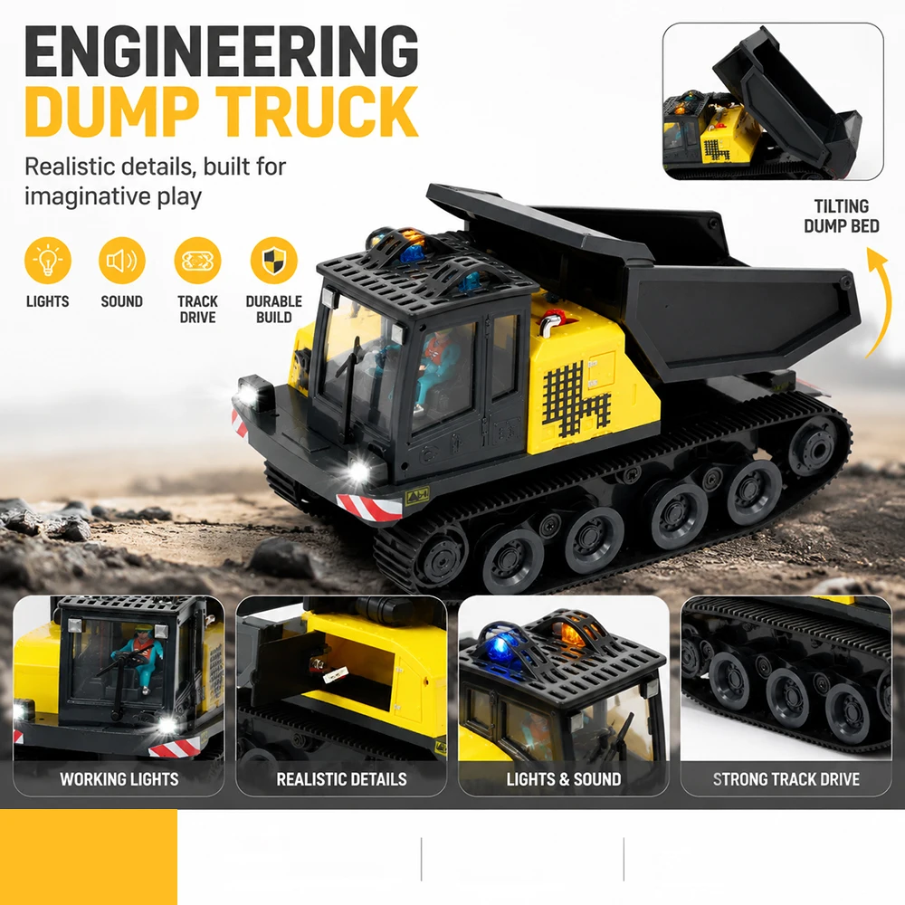 1/50 RC Crawler Dump Truck alloy Electric 3KM/H Remote Control Dump Truck Model With Light  Sound Engineering RC Vehicle Toy
