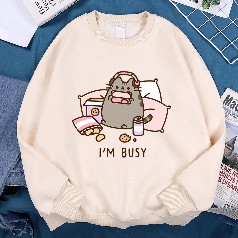 Sorry I\'M Busy Cat Playing Games With Headphones Men Sweatshirt Autumn Fleece Fleece Hoody Hip Hop Soft Clothing Fashion Hoodies