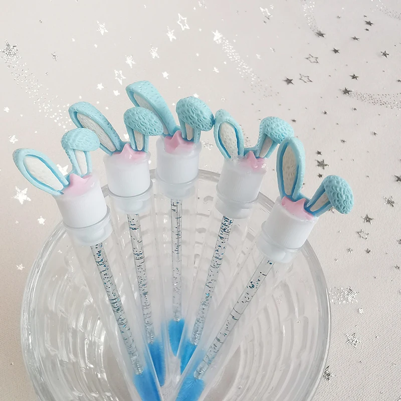 1/5Pcs Eyebrow Brush Tube Disposable Eyelash Brush Reusable Cute Bunny Ears Lash Brush Replaceable Dust-proof