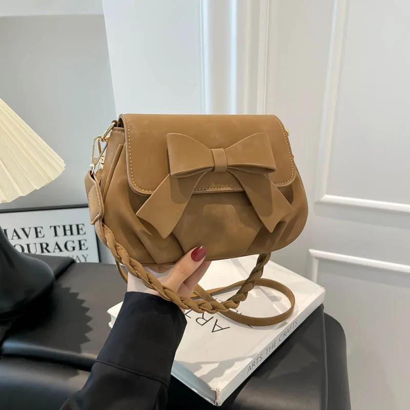 

High Quality Women Nubuck PU Leather Handbags Saddle Bags Casual Ladies Solid Shoulder Bags Fashion Female New Crossbody Bags