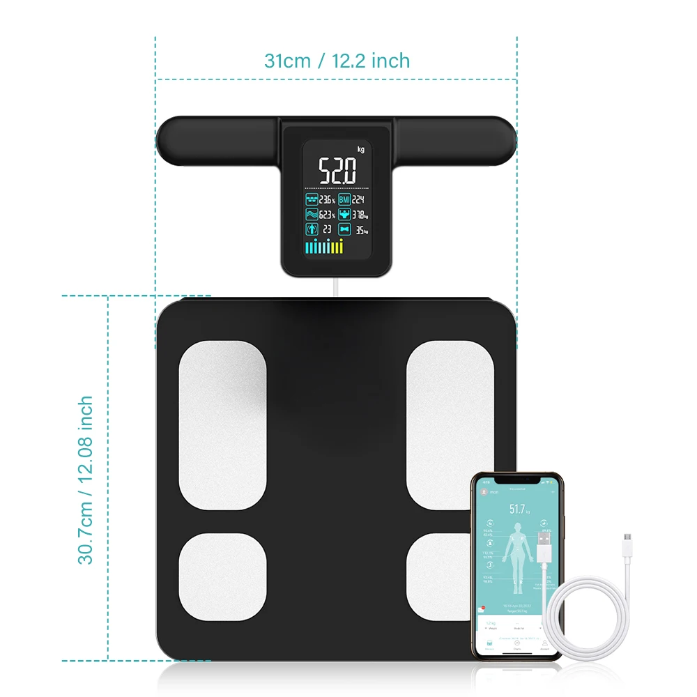 8-Electrode Digital Smart Scale for Body Weight FSA&HSA Eligible with BMI Body Fat Muscle Mass Analyzer Bathroom Scale