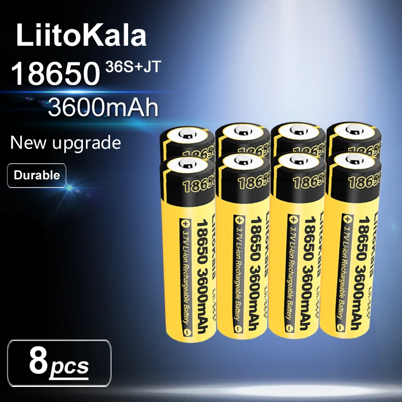 8PCS LiitoKala Lii-36S Pointed 18650 3600mah Battery Highest Capacity CDR 10A 3.6V Reachargeable BatteryFor VapeMod Flashlight