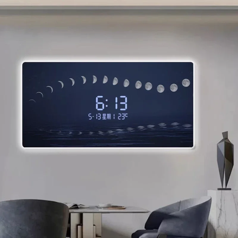 Nordic Aesthetic Wall Clock Bathroom Light House Luxury Wall Clock Bedroom Modern Orologio Da Parete Living Room Decoration
