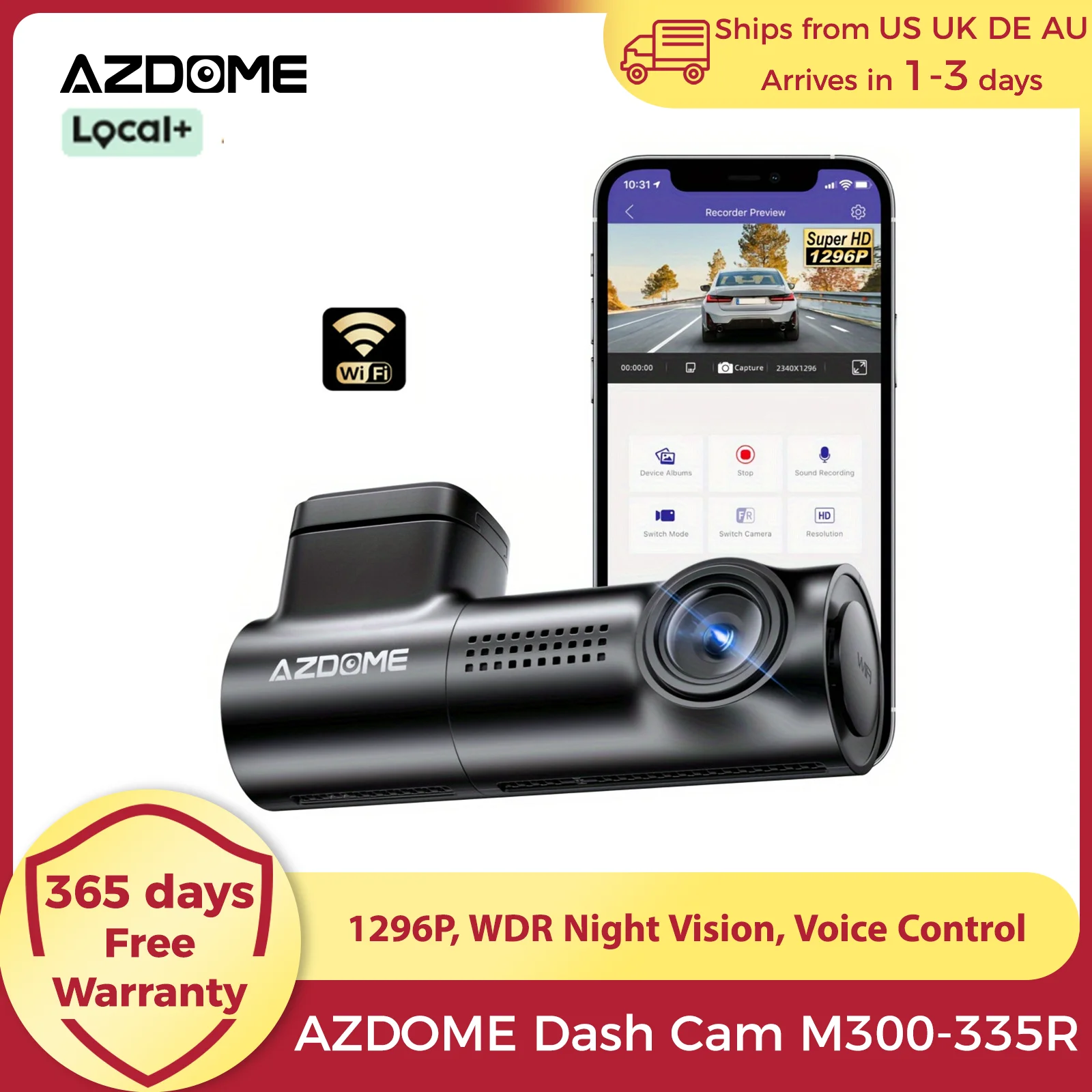 Azdome Dash Cam 129…