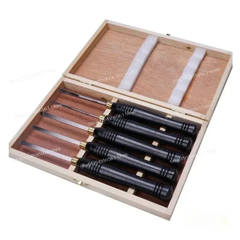 5PC Woodworking Lathe Chisel Set - High-Speed Steel Hand-Held Tools with Semicircle Knife for Wooden Turning