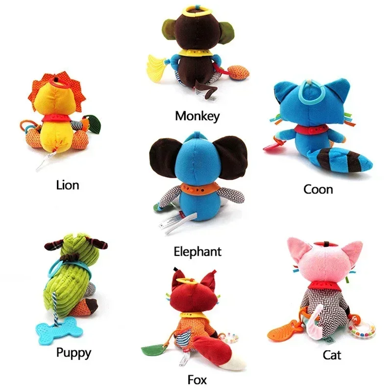 Hochet en Peluche pour Bébé de 0 à 6 Mois, Animaux Mignons, Poussette, Lit Mobile