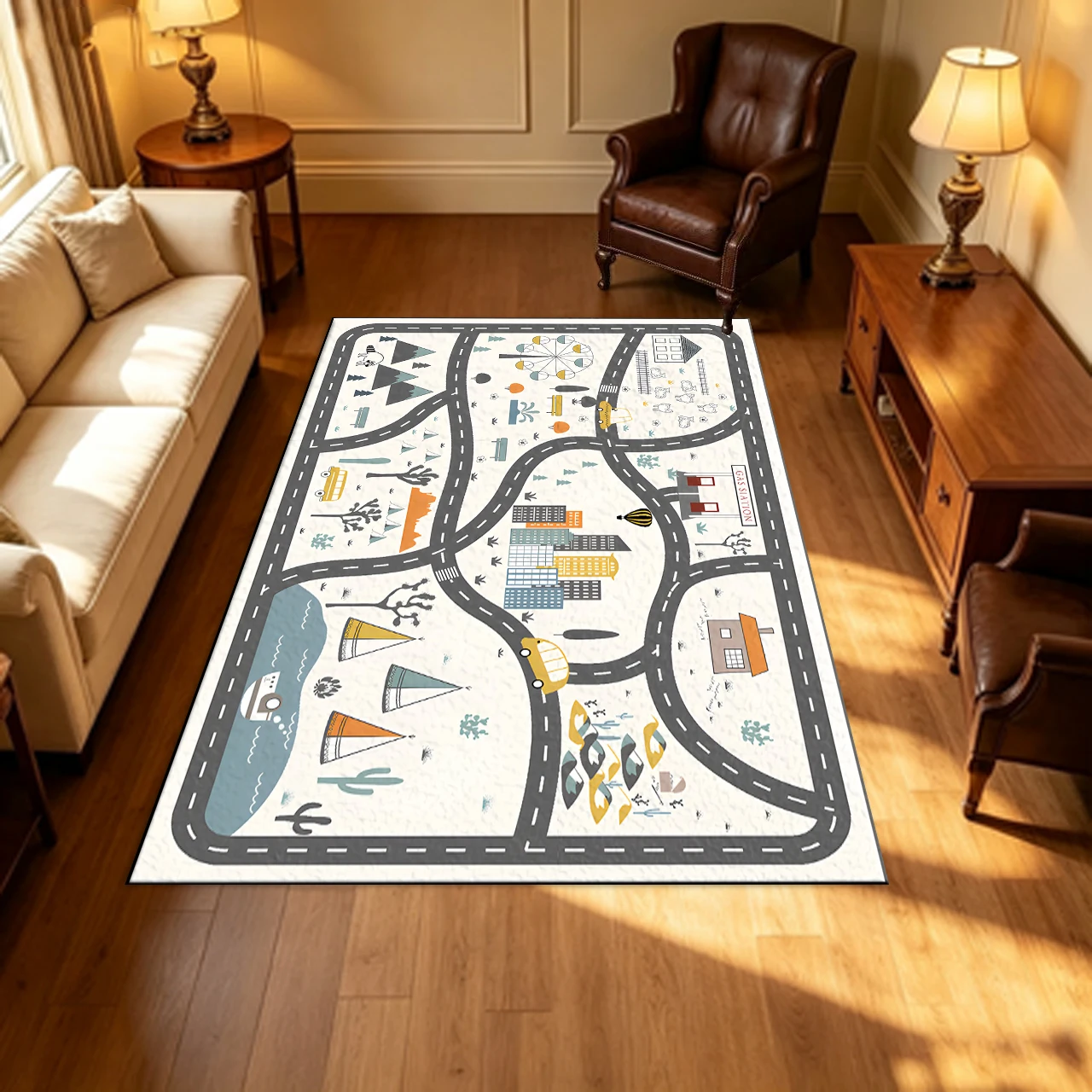 Children's City Road Game Map Carpet