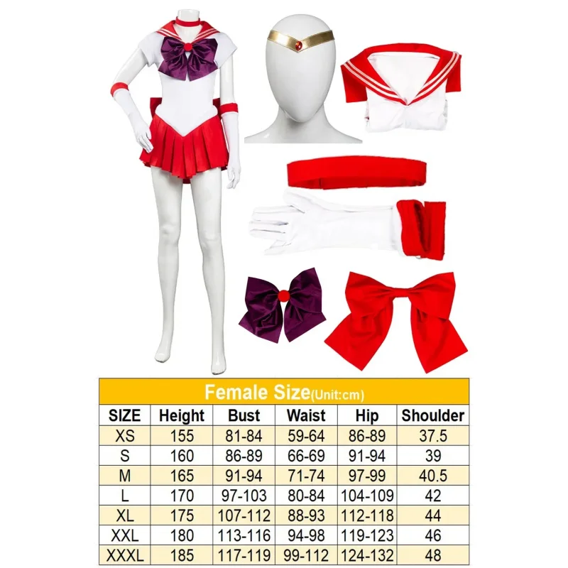 Disfraz de Marinero Marte de Anime para Mujer, Cosplay de Hino Rei, Vestido, Falda, Accesorios para la Cabeza, Ropa Femenina para Halloween, ZanCos