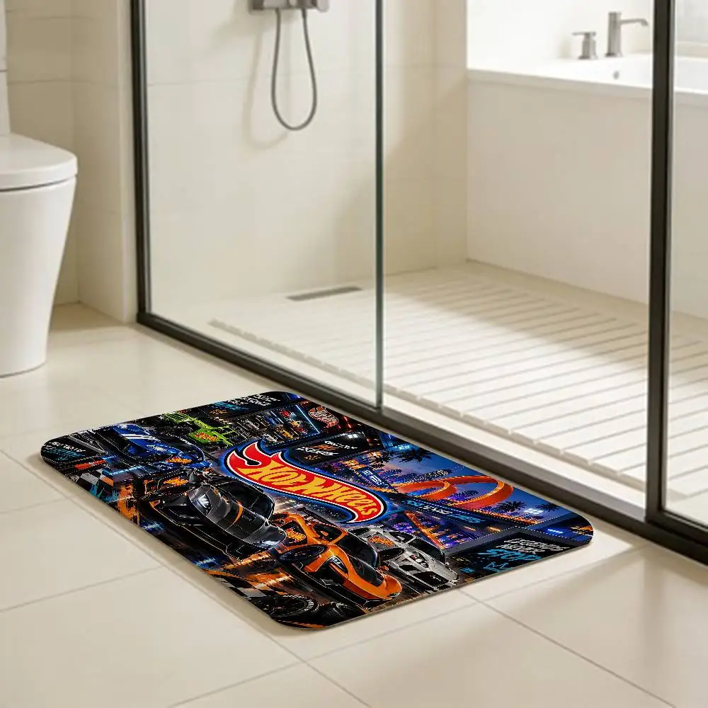 Cartoon Hot Wheels Toy Bathroom Mat Anti-slip Absorb Water Long Strip Cushion Bedroon Mat Welcome Doormat