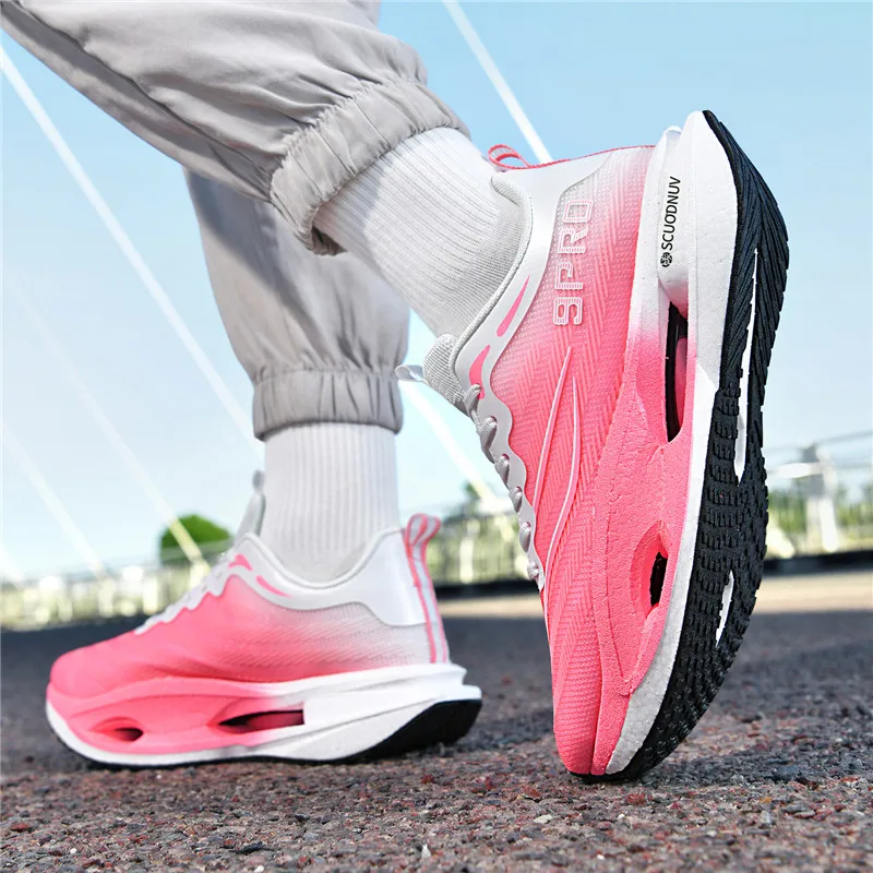 Herren-Freizeitsportschuhe, Paar-Modell 9Pro, Herren-Laufschuhe für Wettkämpfe, trendige Sportschuhe mit Farbverlauf und Mesh-Obermaterial, atmungsaktive, leichte und strapazierfähige Laufschuhe mit dicker Sohle und hoher Elastizität, die Stöße absorbieren, ideal für Outdoor-Fitness-Training. – Detail 29