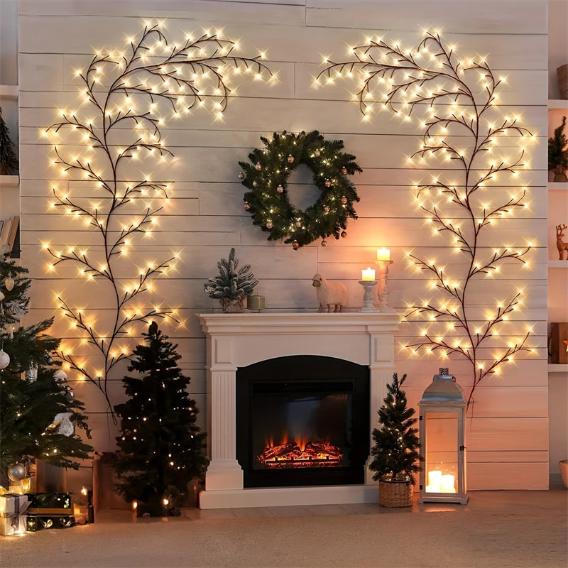 

96/72-LED Flexible Willow Vine Lights - White Birch Style - 8 Mode Rattan Tree Decor for Indoor & Outdoor