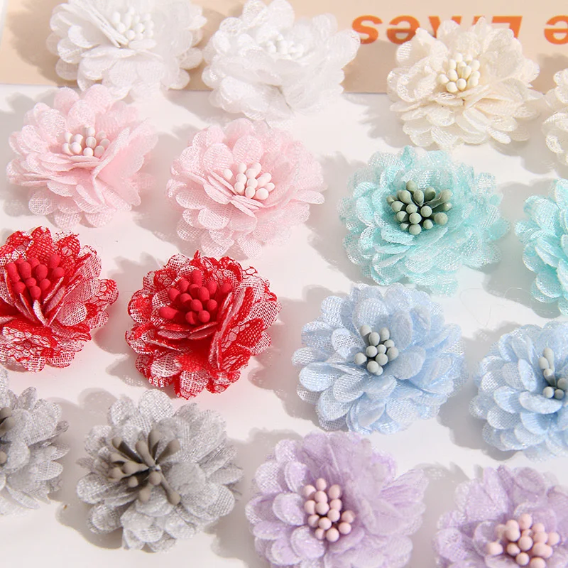 New style 40pcs/lot 30mm color gauze petal handmade flowers diy jewelry earring/hair/garment accessory