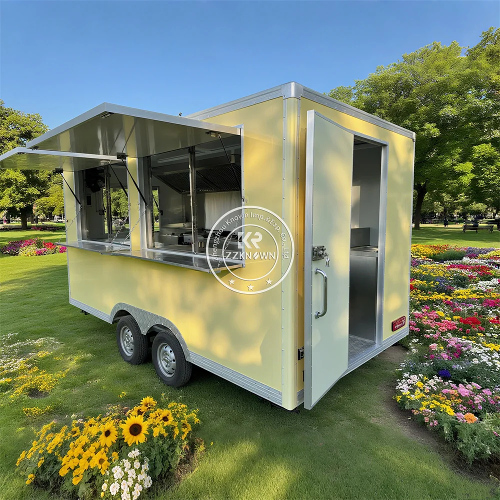 

Mobile Ice Cream Cart Coffee Food Trailer Hot Dog Pizza BBQ Cart Truck Concession Fast Food Truck Trailer With Full Kitchen